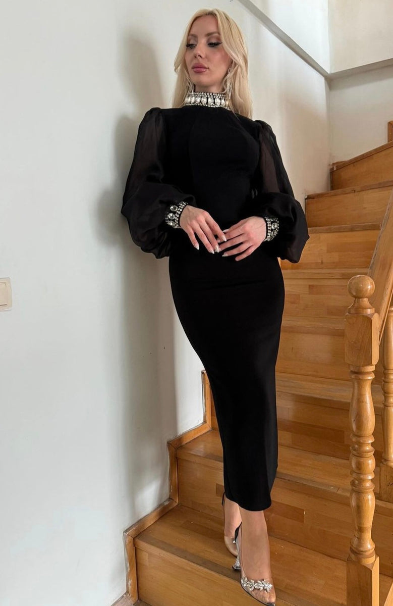 Long Sleeve Evening Dress – MAGENTA ماجنتا