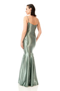 Rhinestone Strap Satin Maxi Dress