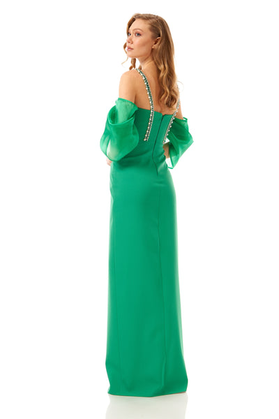 Off Shoulder With Stone Strap Maxi Dress