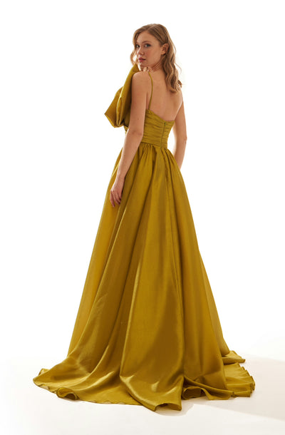 One Shoulder 3D Bow Maxi Dress