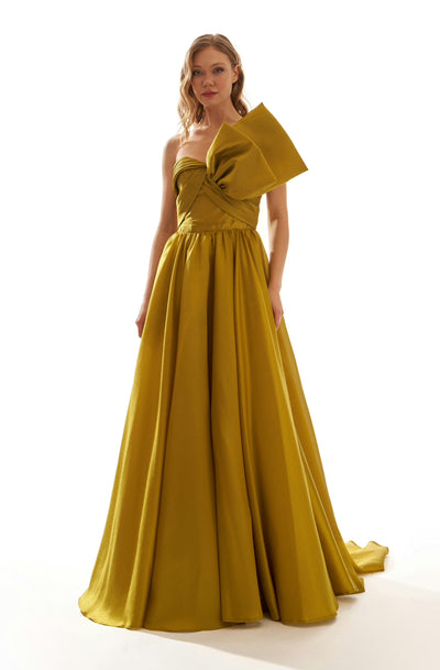 One Shoulder 3D Bow Maxi Dress