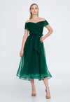 Off Shoulder Tulle Midi Dress