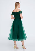Off Shoulder Tulle Midi Dress