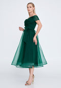Off Shoulder Tulle Midi Dress