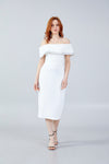 Midi Off Shoulder Crepe Dress