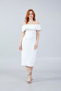 Midi Off Shoulder Crepe Dress