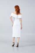 Midi Off Shoulder Crepe Dress