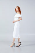 Midi Off Shoulder Crepe Dress