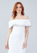 Midi Off Shoulder Crepe Dress