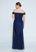 Plus Size Off Shoulder Sequin Maxi Dress