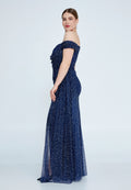 Plus Size Off Shoulder Sequin Maxi Dress