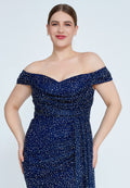 Plus Size Off Shoulder Sequin Maxi Dress