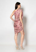 One Shoulder Drawstring Patterned Design Dress