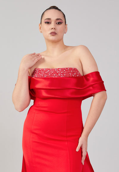 Strapless Maxi Dress With Overskirt