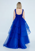 Tulle V-Neck Evening Maxi Dress