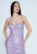 Spaghetti Strap Sequin Corset Dress