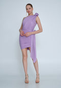 One Shoulder Short Dress With Drape