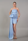 Short Strapless Dress With Tail