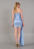 Short Strapless Dress With Tail