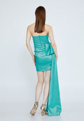 Short Strapless Dress With Tail