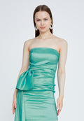 Short Strapless Dress With Tail