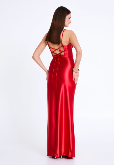 Spaghetti-Strap Corset Prom Dress