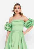 Women Off Shoulder Ruffled Sleeve Maxi Dress