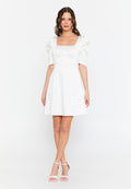 Short Sleeve White Short Dress