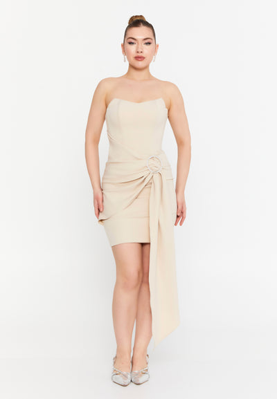 Strapless Short Dress With Drape