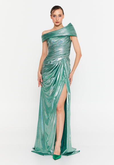 Metallic Off Shoulder Maxi dress