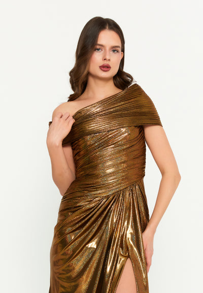 Metallic Off Shoulder Maxi dress