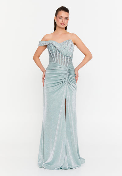 One Shoulder Corset Maxi Dress