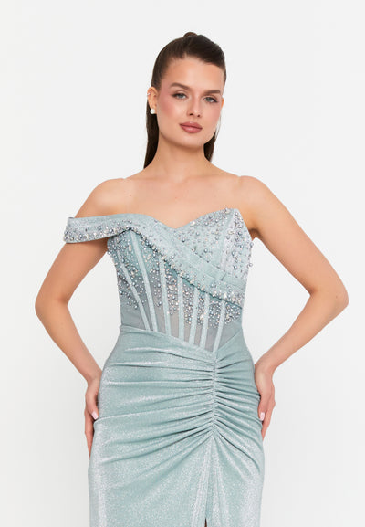 One Shoulder Corset Maxi Dress