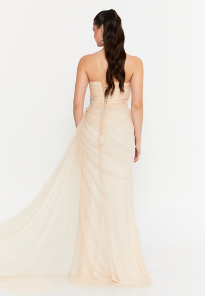 Strapless Tulle Dress with a drape
