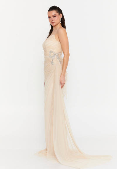 Strapless Tulle Dress with a drape