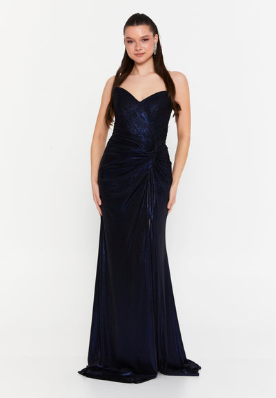 Strapless Metallic Prom Maxi Dress