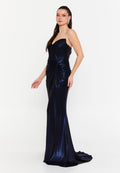 Strapless Metallic Prom Maxi Dress