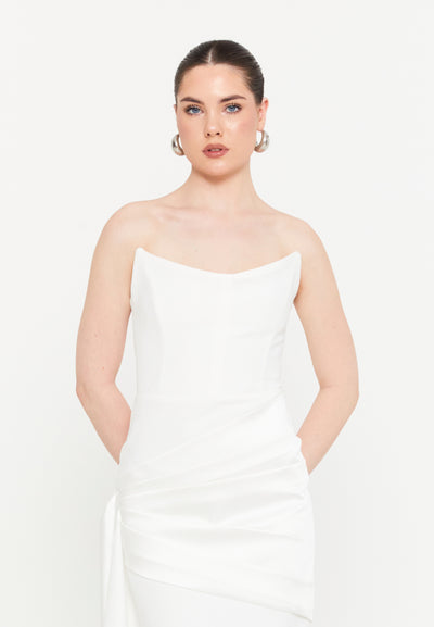 Strapless Short Dress With Side Drape