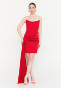 Strapless Short Dress With Side Drape