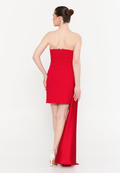 Strapless Short Dress With Side Drape