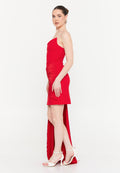 Strapless Short Dress With Side Drape