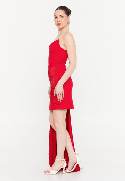 Strapless Short Dress With Side Drape