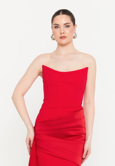 Strapless Short Dress With Side Drape