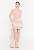 Strapless Short Dress With Side Drape