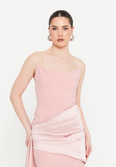 Strapless Short Dress With Side Drape