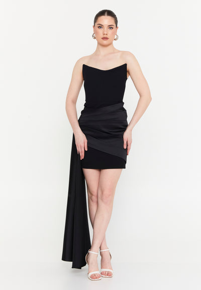 Strapless Short Dress With Side Drape