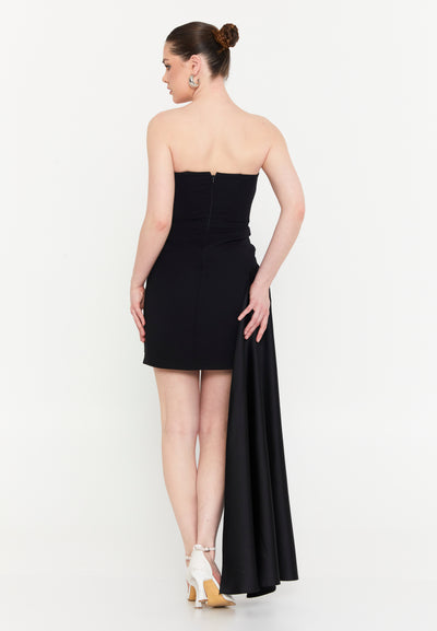 Strapless Short Dress With Side Drape