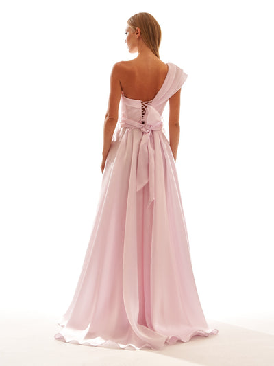 One Shoulder Organza Maxi Dress