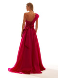 One Shoulder Organza Maxi Dress