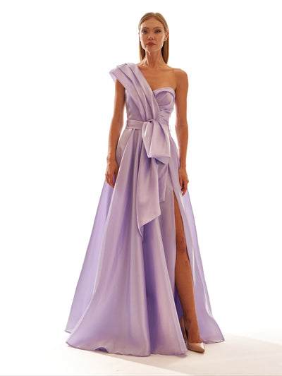 One Shoulder Organza Maxi Dress